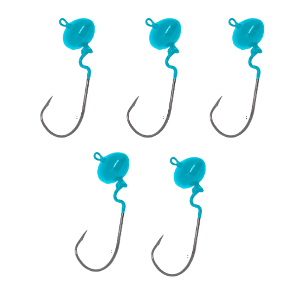 KIT 5UN CHUMBADA  JIG HEAD 2/0 OFST ART FOTBAL AZUL BEBÊ 14G
