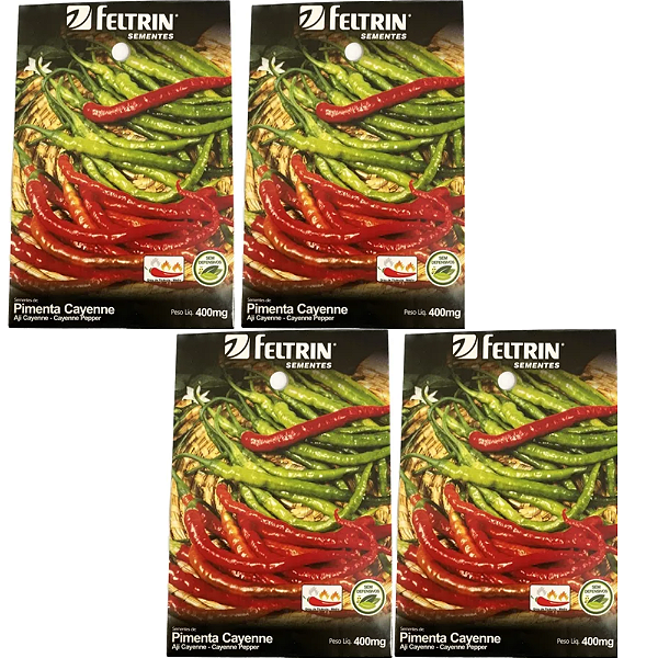 KIT 4 UN FELTRIN SEMENTE PIMENTA CAYENNE LONG SLIM