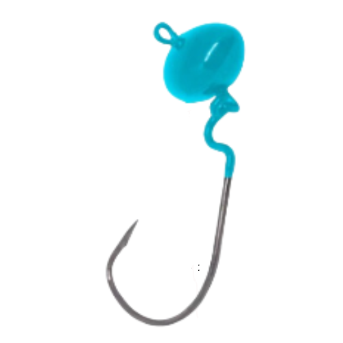 CHUMBADA ANZOL JIG HEAD 2/0 OFFSET ARTICULADA FOOTBALL AZUL BEBÊ 14G