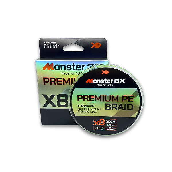 MONSTER 3X LINHA MULTI X8 PREMIUM 2 24mm 16kg 35.2lbs 200M