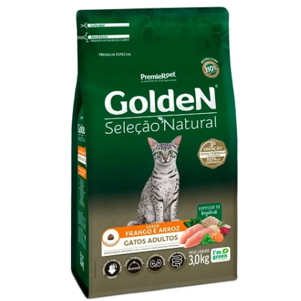 GOLDEN SELEÇÃO NATURAL GATOS ADULTOS FRANGO 3KG