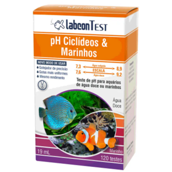 LABCON TEST PH CICLIDEOS E MARINHOS 19 ML 120TESTES