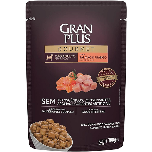 GRAN PLUS SACHE GOURMET CAES AD SALMAO FRANGO 100G 1UN