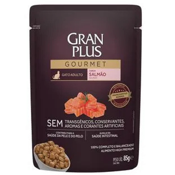 GRAN PLUS SACHE GATO ADULTO SALMAO 85G 1UN
