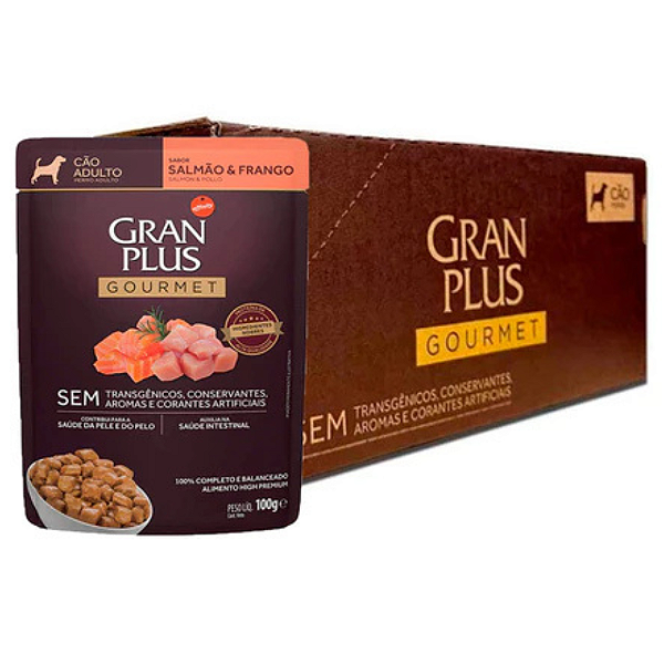 GRAN PLUS SACHE GOURMET CAES AD SALMAO/FRANGO 100G CX18UN