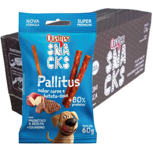 QUATREE SNACKS PALLITUS CARNE E BATATA DOCE CAO 60G 20UN