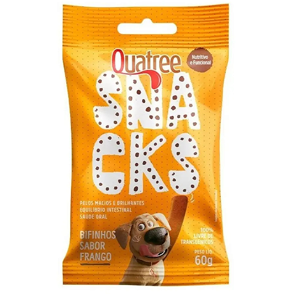 QUATREE SNACKS BIFINHOS SABOR FRANGO PARA CAES 60G 1UN