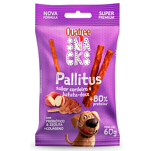 QUATREE SNACKS PALLITUS CORDEIRO E BATATA DOCE PARA CAES 60G