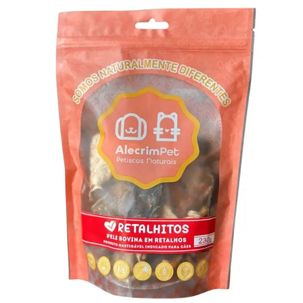 ALECRIM PET RETALHITOS  230g  PELE BOVINA DESIDRATADA