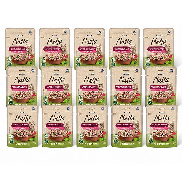 PREMIER NATTU GOURMET GATO CAST FRANGO E BAT DOCE 70G CX20UN
