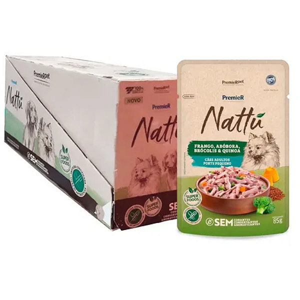 PREMIER NATTU GOURMET CAES AD RP FRANGO E ABOBORA 85G CX20UN