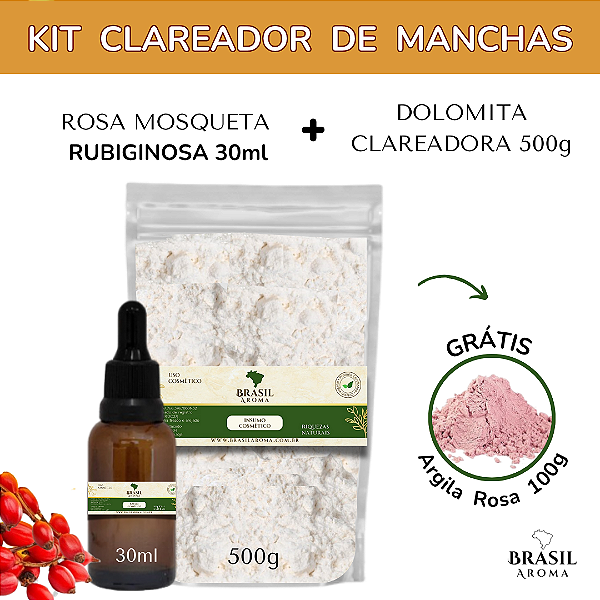 Kit Clareador de Manchas com Rosa Mosqueta e Dolomita + brinde