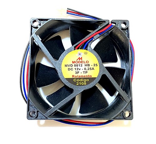 Cooler 80x80x25mm 12V com Rolamento - Cod. 2108
