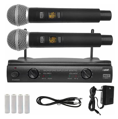 Microfone sem Fio Duplo 96 Canais UHF 320M MXT