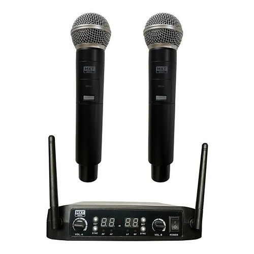 Microfone sem Fio Duplo 100 Canais com Display UHF 526M MXT