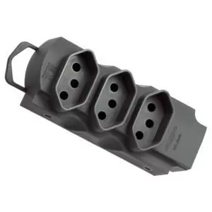 Tomada Tripla 2 Pinos + Terra 10/20A para Extensão Preta