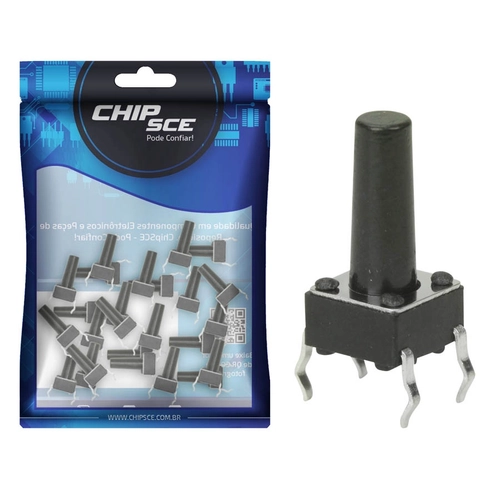 Chave Táctil 6 x 6 x 12,5mm 4 Terminais