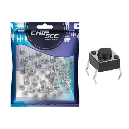 Chave Táctil 6 x 6 x 4,3mm 4 Terminais