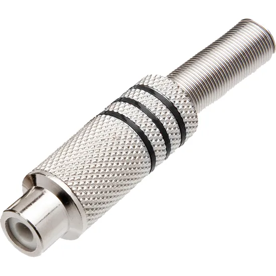 Plug RCA Femea de Metal Preto