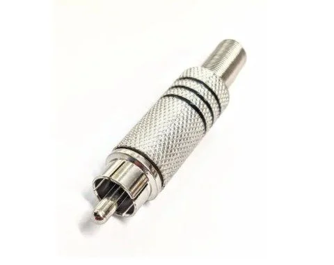 Plug RCA Macho de Metal Preto