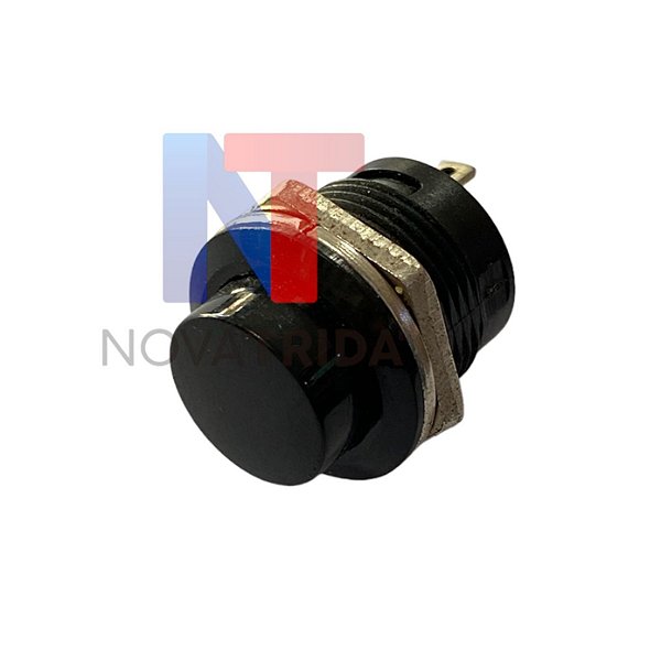 Push Button sem Trava 2 Polos - Preto
