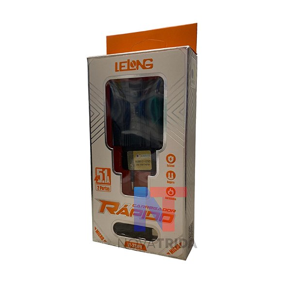 Carregador de Celular Micro USB (V8) com 2 USB LE-231FV - Lelong