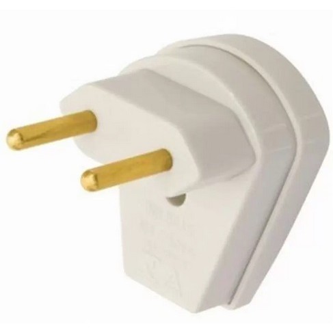 Plug para Tomada 2 Pinos 90º 10A Macho Branco