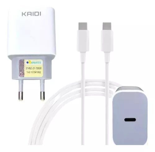 Carregador Completo Tipo C + Tipo C 20W KD-108C Kaidi - 1M