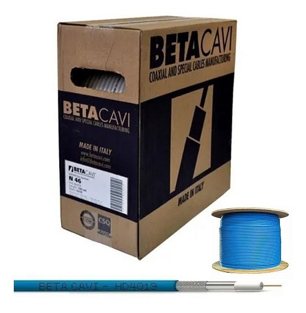 Cabo Coaxial Cftv 3,3mm S/ Alimentacao Azul Ext, 100 Metros