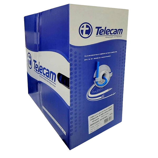 Cabo De Rede Telecam Lan 4p Cat5e 100% Cobre 305m 24awg Azul