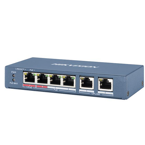 Switch Hi-Poe 04 100mbps DS-3E0106HP-E HIK