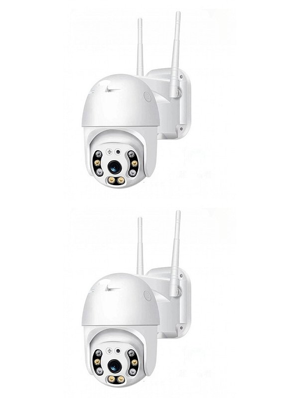 Kit 2x Camera  Speed Dome Wi-fi Hz-a8 360 Ip66 2mp Branco