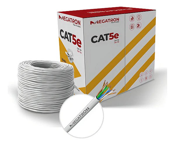 Cabo Lan U/utp Cat5e 4x24 Awg Cm  Megacabos Branco 305mt