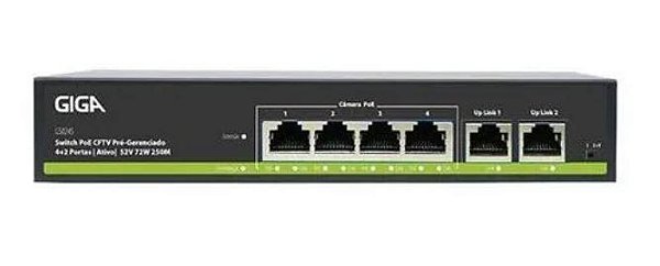 Switch Cftv Ativo 78w 52vdc 250m 04 Poe / 02 Uplink Original