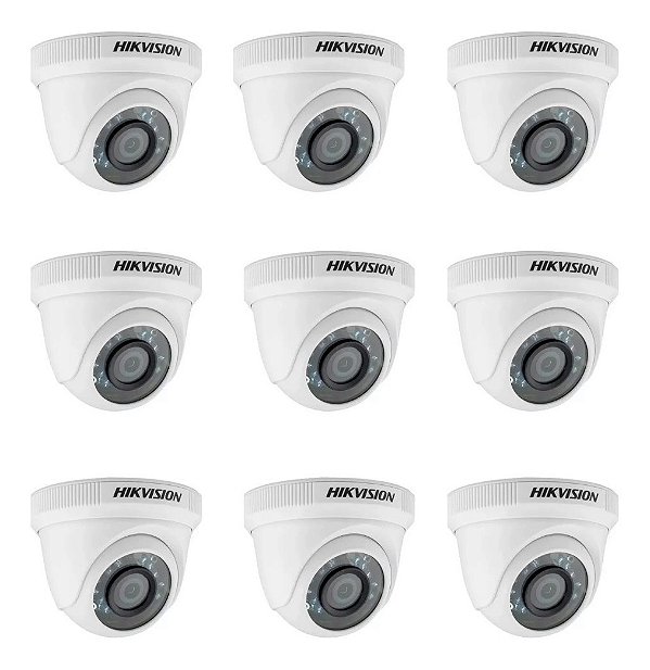 Kit 10 Câmeras Dome Hik 720p Hd 2,8mm 4x1 Ds-2cer6c0t-irpf