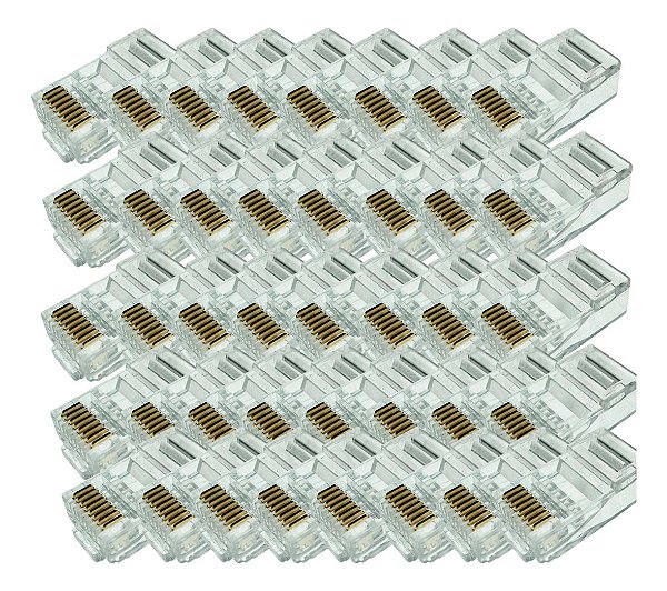 Kit 100 Unds. Plug Modular Conector Rj45 8x8 Cabo Rede Lan