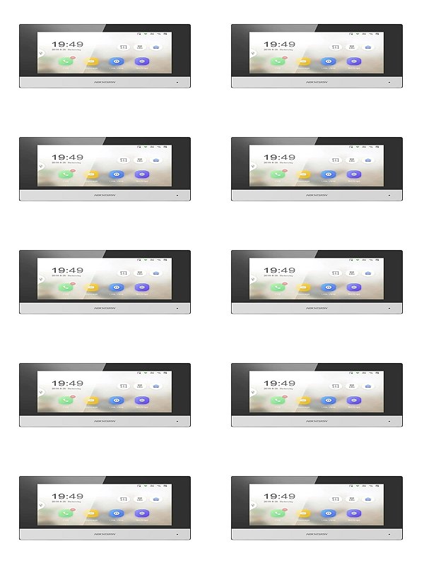 Kit 10x Monitor Video Porteiro Ip 7 Pol Color Ds-kh6350-wte1