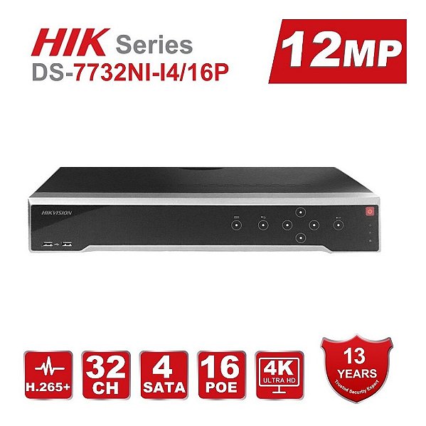 Nvr Ip 32 Canais 5mp 2hds Ds-7732ni-k4/ 16 Portas