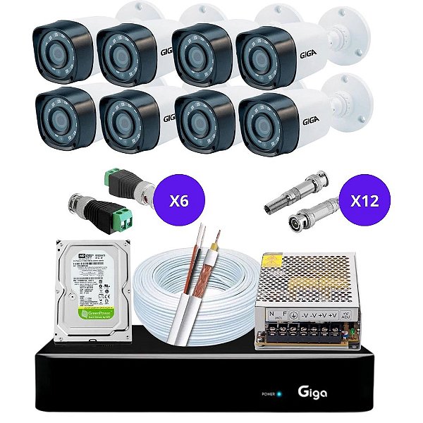 Kit Segurança Residencial Com 8 Câmeras Bullet 720p 20mt