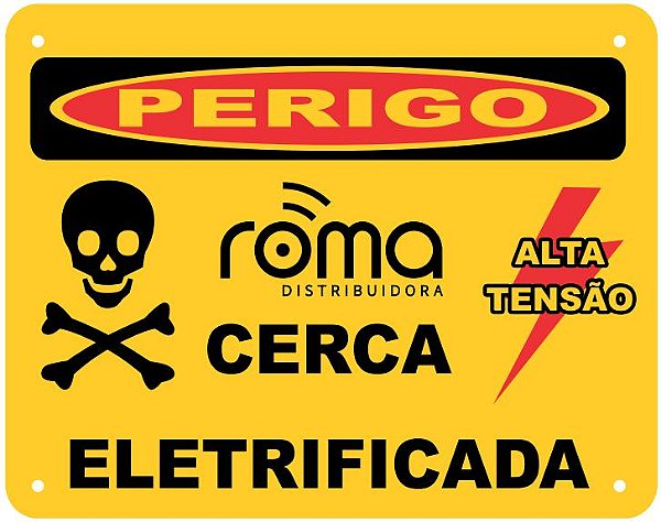 Placa Advertencia De Cerca Eletrica 2 Cores Frente E Verso