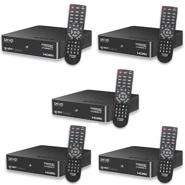 Kit 5 Receptores Digital Banda C/ku Full Hd Vt-1000