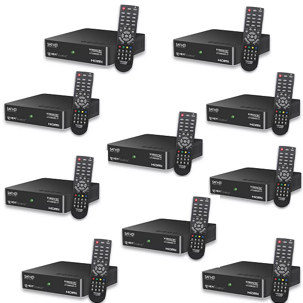 Kit 10 Receptores Digital Banda C/ku Full Hd Vt-1000