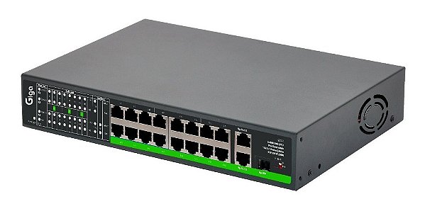 Switch Poe 16 Portas + 2uplink 100/1000mbps 250mt Gs0247