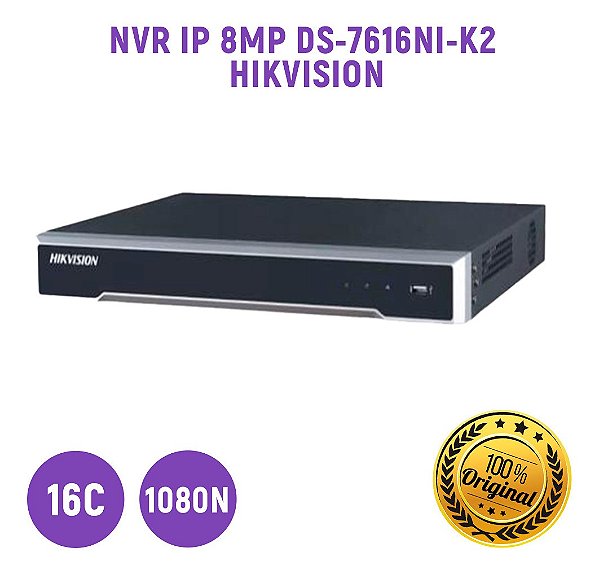 Nvr Ip 16 Canais Hikivision 8mp 4k Ds-7616ni-k2