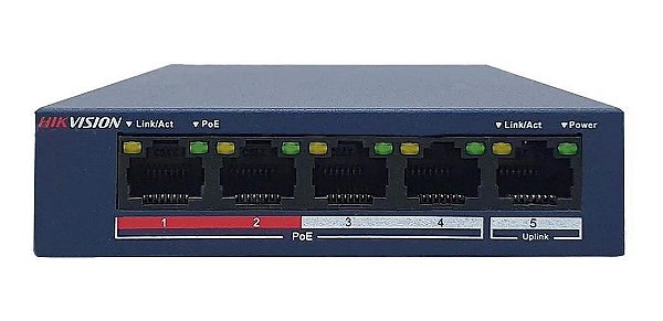 Switch Poe 05 Portas 100mpms Ds-3e0105p-e/m(b) Hikvision