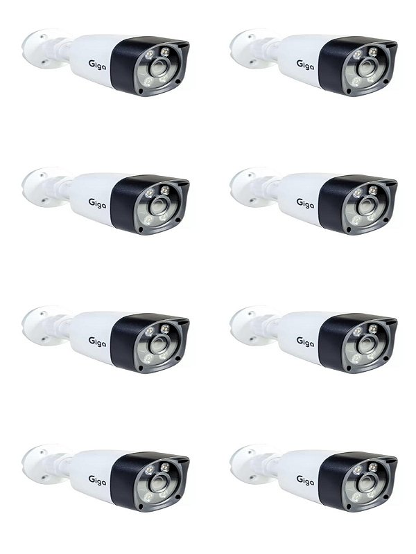 Kit 8x Camera Ip Bullet 30mt 3mp Full Color Inteligente