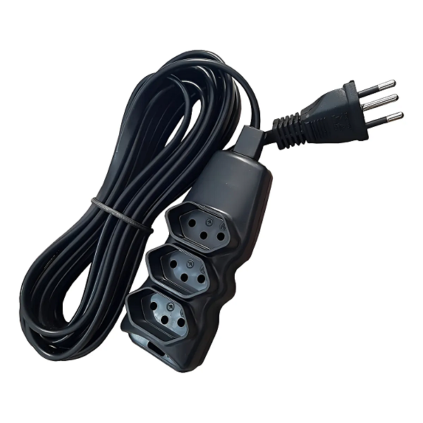 Extensão Megatron Pp Plano 3x0,75x3,0m Ate 220v Preta