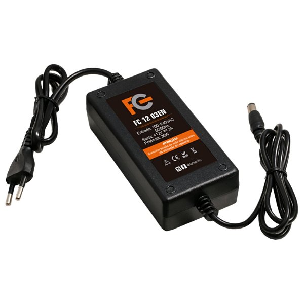 Fonte De Alimentação 12v 3a Fc Bivolt Para Câmeras Cftv