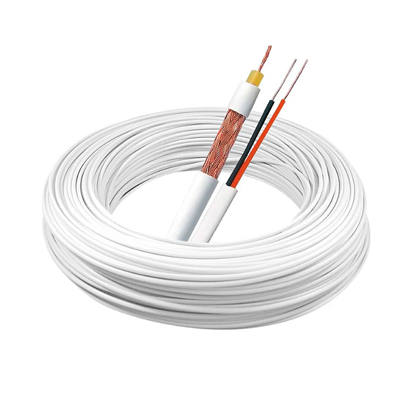 Cabo Coaxial Cftv 5mm 20awg 02 Pares 80% Flex Bipolar 100mt