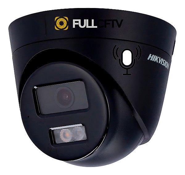 Câmera Dome Ip Black Hikvision Com Áudio + Preto